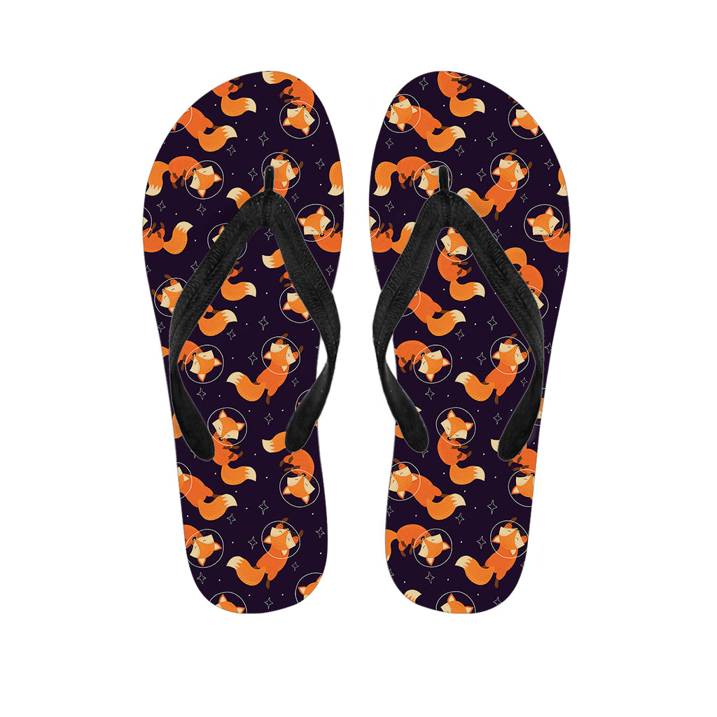 Space Fox Pattern Print Flip Flops