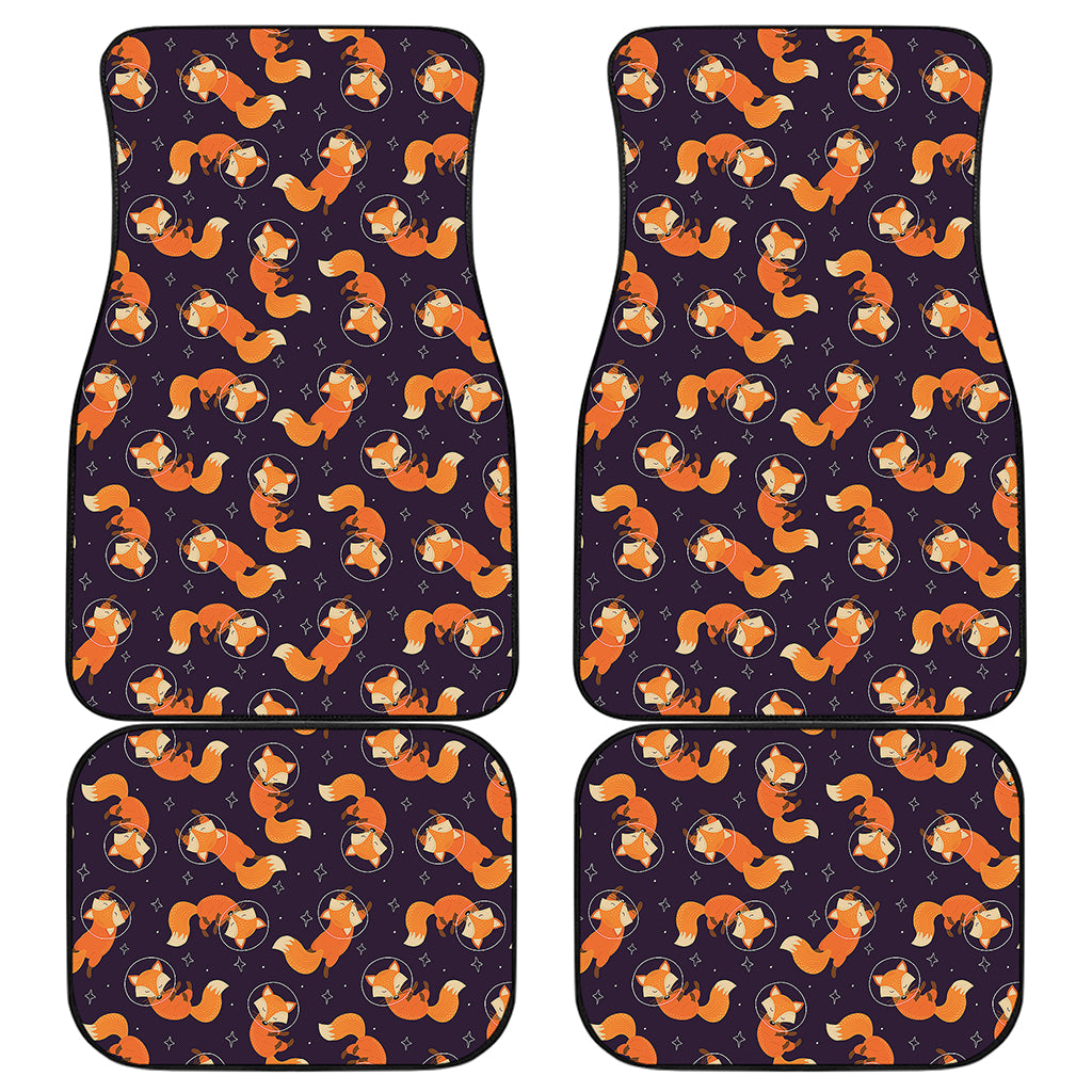 Space Fox Pattern Print Front and Back Car Floor Mats