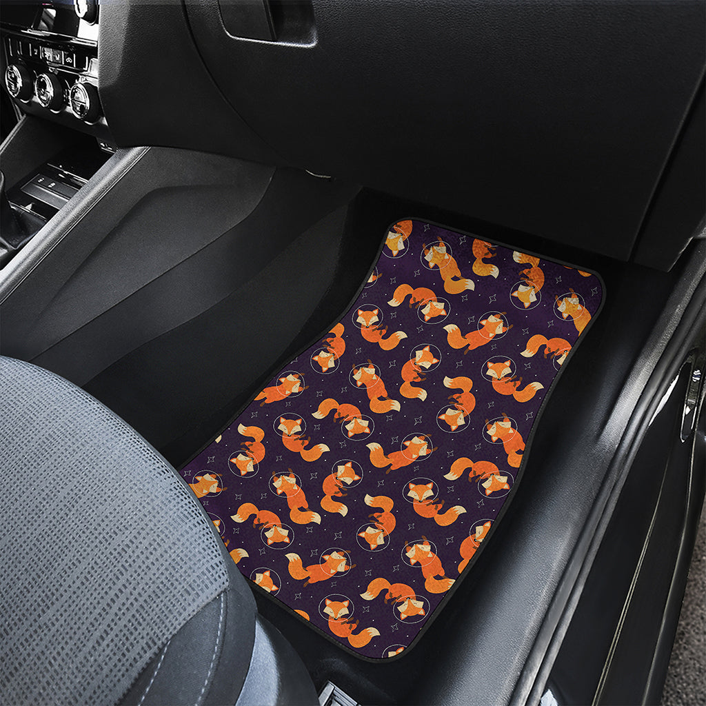 Space Fox Pattern Print Front and Back Car Floor Mats