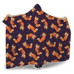 Space Fox Pattern Print Hooded Blanket