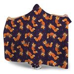 Space Fox Pattern Print Hooded Blanket