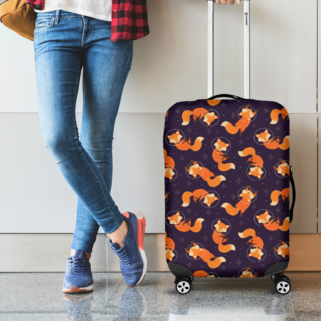 Space Fox Pattern Print Luggage Cover
