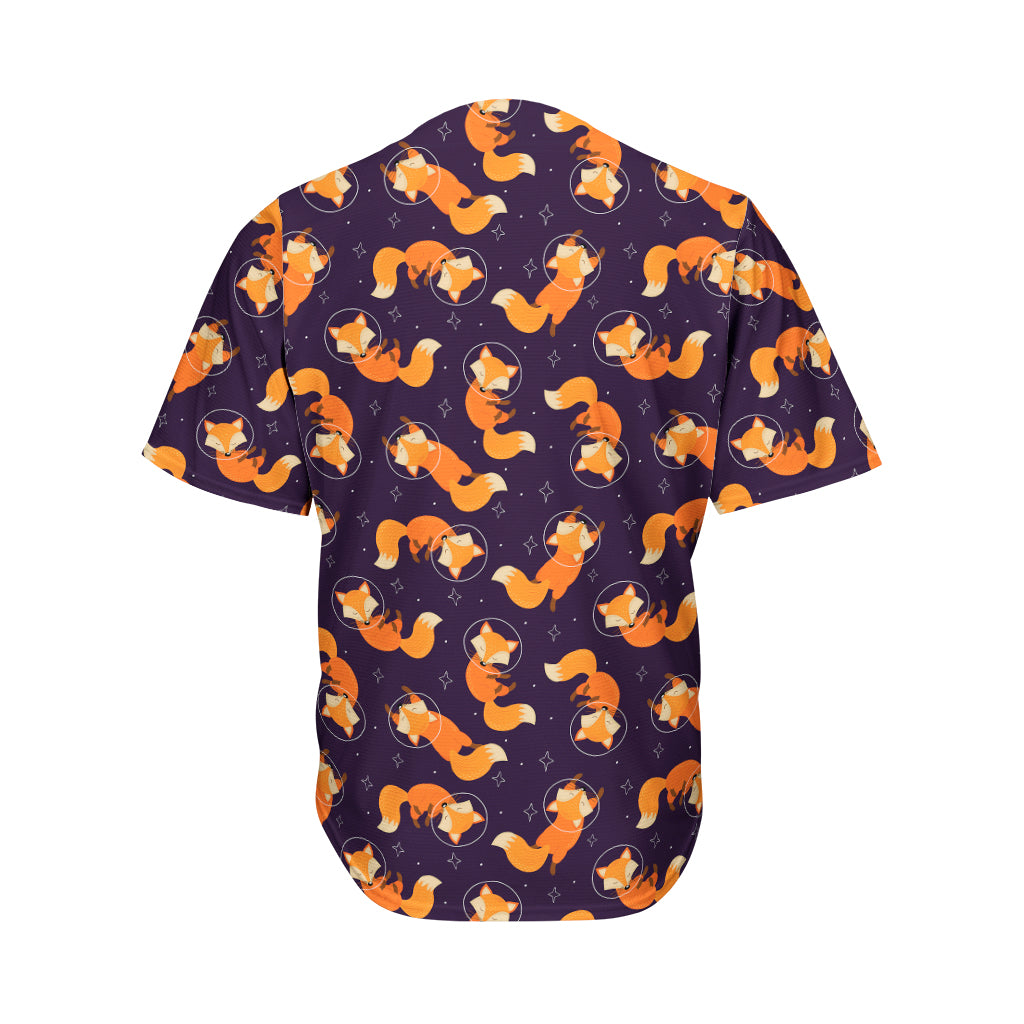 Space Fox Pattern Print Men's Baseball Jersey