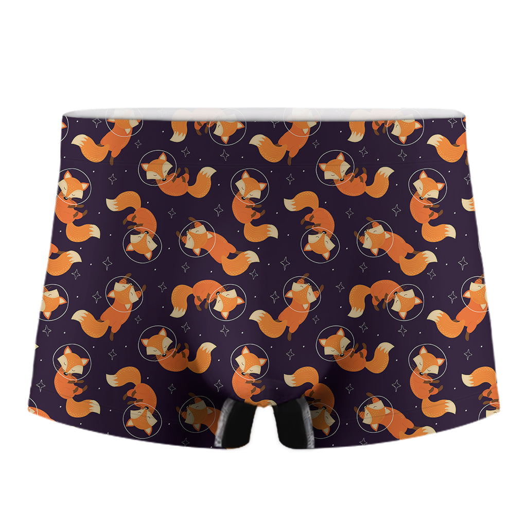 Space Fox Pattern Print Men's Boxer Briefs