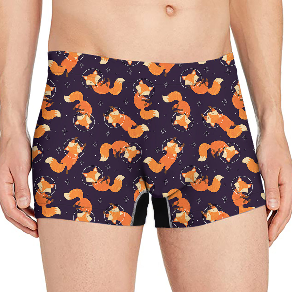 Space Fox Pattern Print Men's Boxer Briefs
