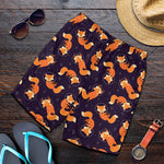 Space Fox Pattern Print Men's Shorts