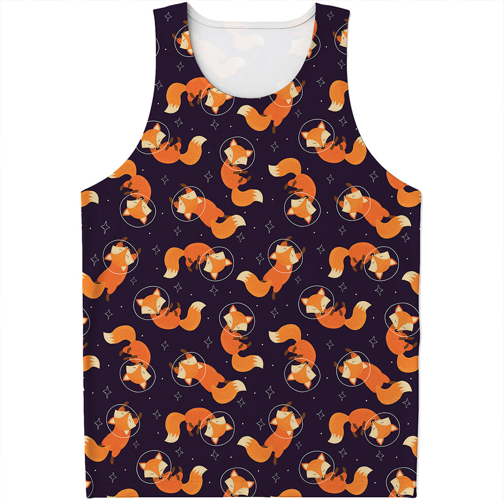 Space Fox Pattern Print Men's Tank Top