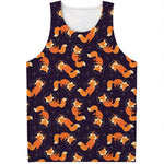 Space Fox Pattern Print Men's Tank Top