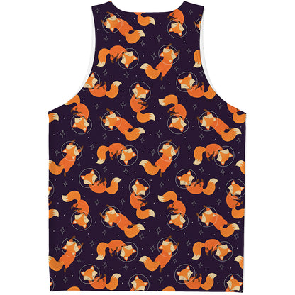 Space Fox Pattern Print Men's Tank Top