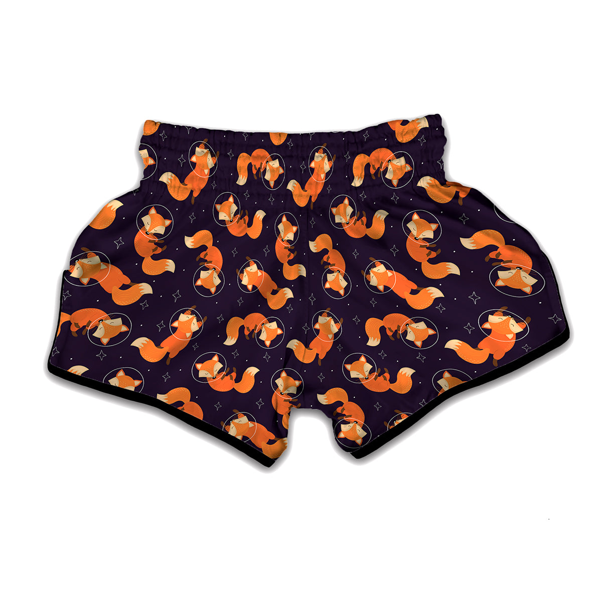 Space Fox Pattern Print Muay Thai Boxing Shorts