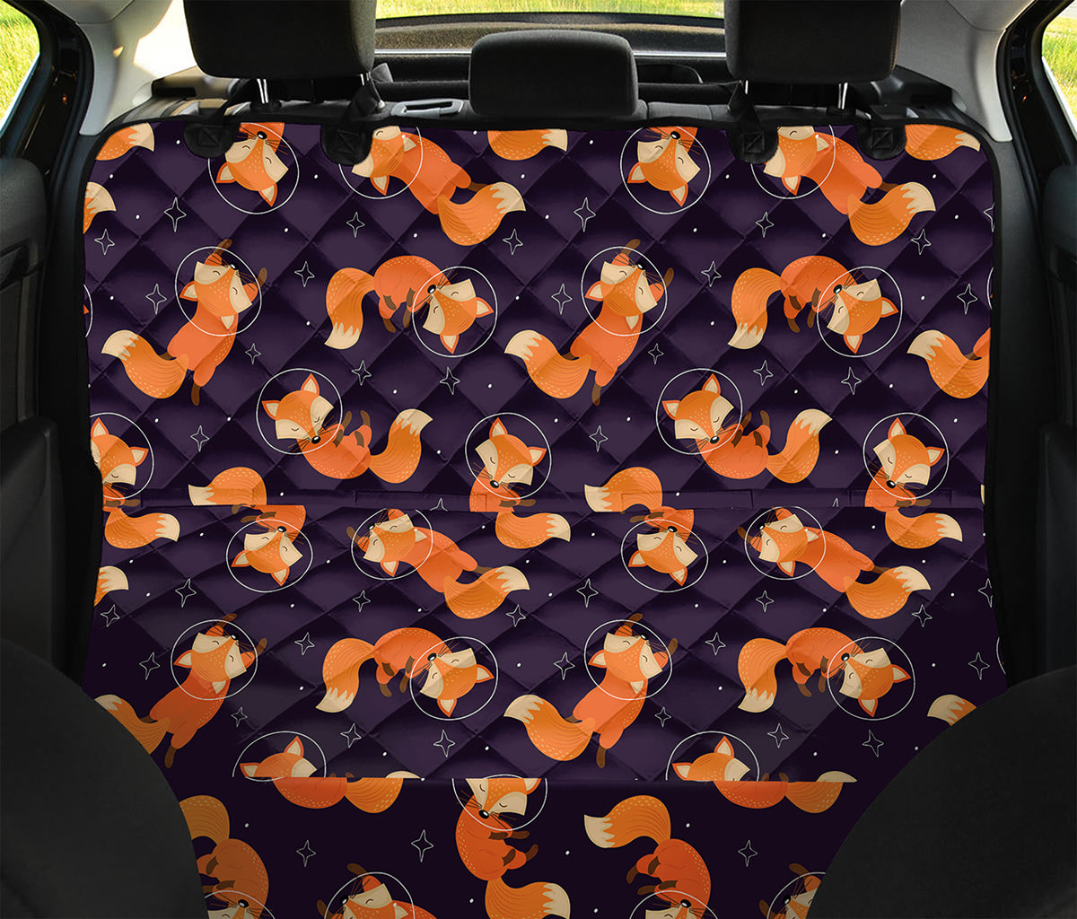 Space Fox Pattern Print Pet Car Back Seat Cover