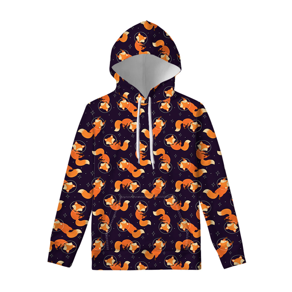 Space Fox Pattern Print Pullover Hoodie