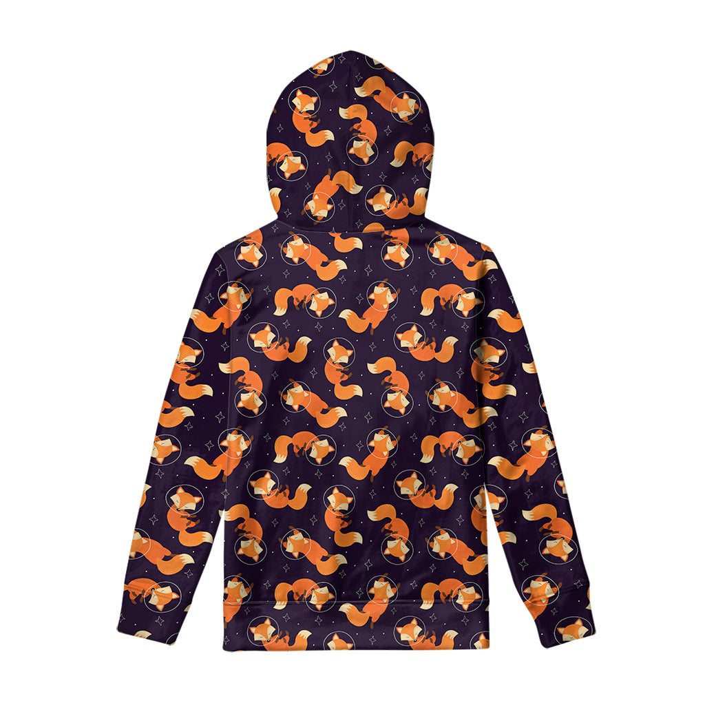 Space Fox Pattern Print Pullover Hoodie