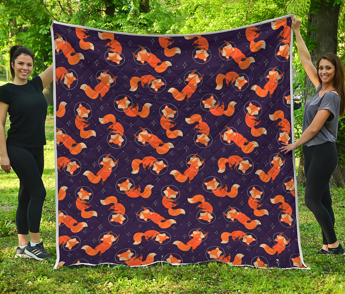Space Fox Pattern Print Quilt