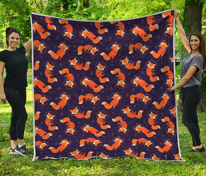 Space Fox Pattern Print Quilt