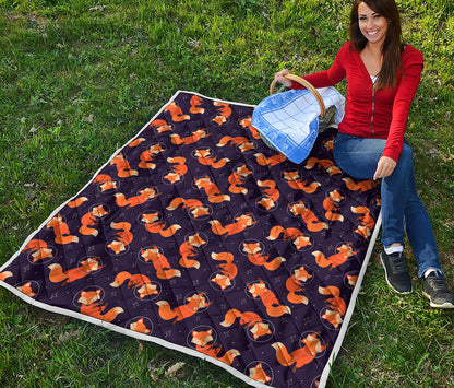 Space Fox Pattern Print Quilt