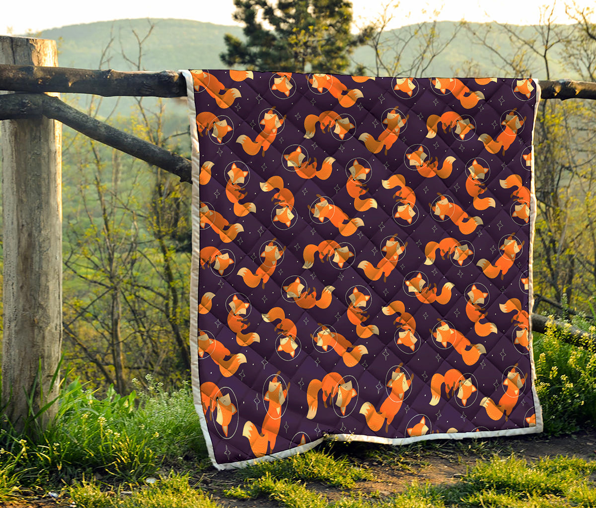 Space Fox Pattern Print Quilt