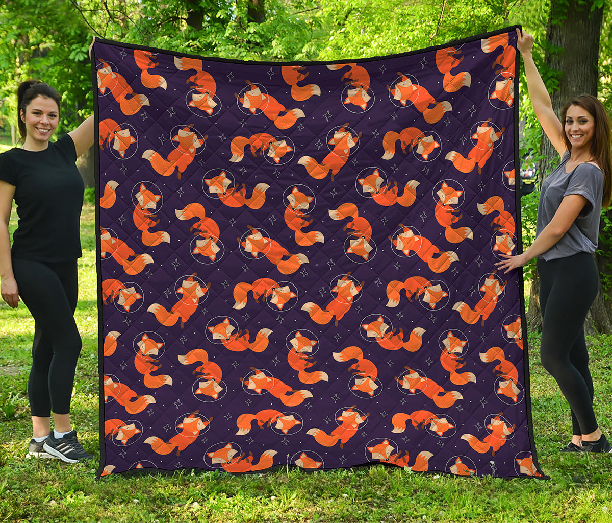 Space Fox Pattern Print Quilt