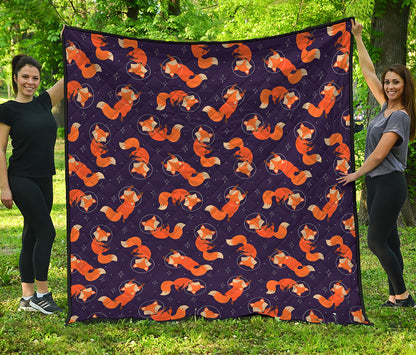Space Fox Pattern Print Quilt