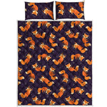 Space Fox Pattern Print Quilt Bed Set