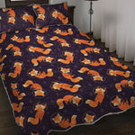 Space Fox Pattern Print Quilt Bed Set
