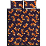 Space Fox Pattern Print Quilt Bed Set