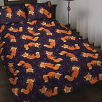 Space Fox Pattern Print Quilt Bed Set