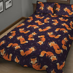 Space Fox Pattern Print Quilt Bed Set