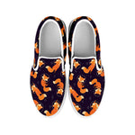Space Fox Pattern Print White Slip On Shoes