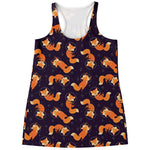 Space Fox Pattern Print Women's Racerback Tank Top