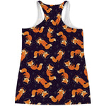 Space Fox Pattern Print Women's Racerback Tank Top