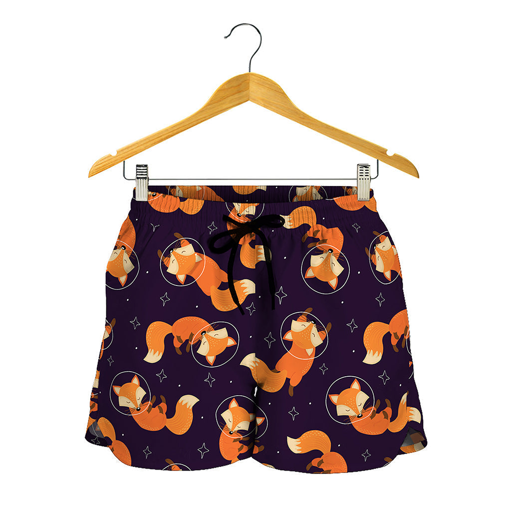 Space Fox Pattern Print Women's Shorts