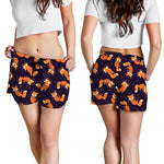 Space Fox Pattern Print Women's Shorts