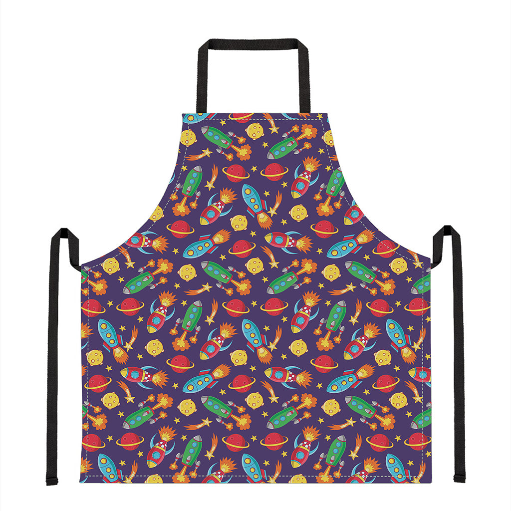 Space Rockets Pattern Print Apron