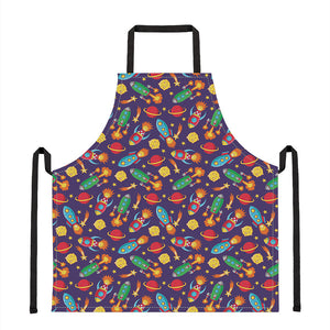 Space Rockets Pattern Print Apron