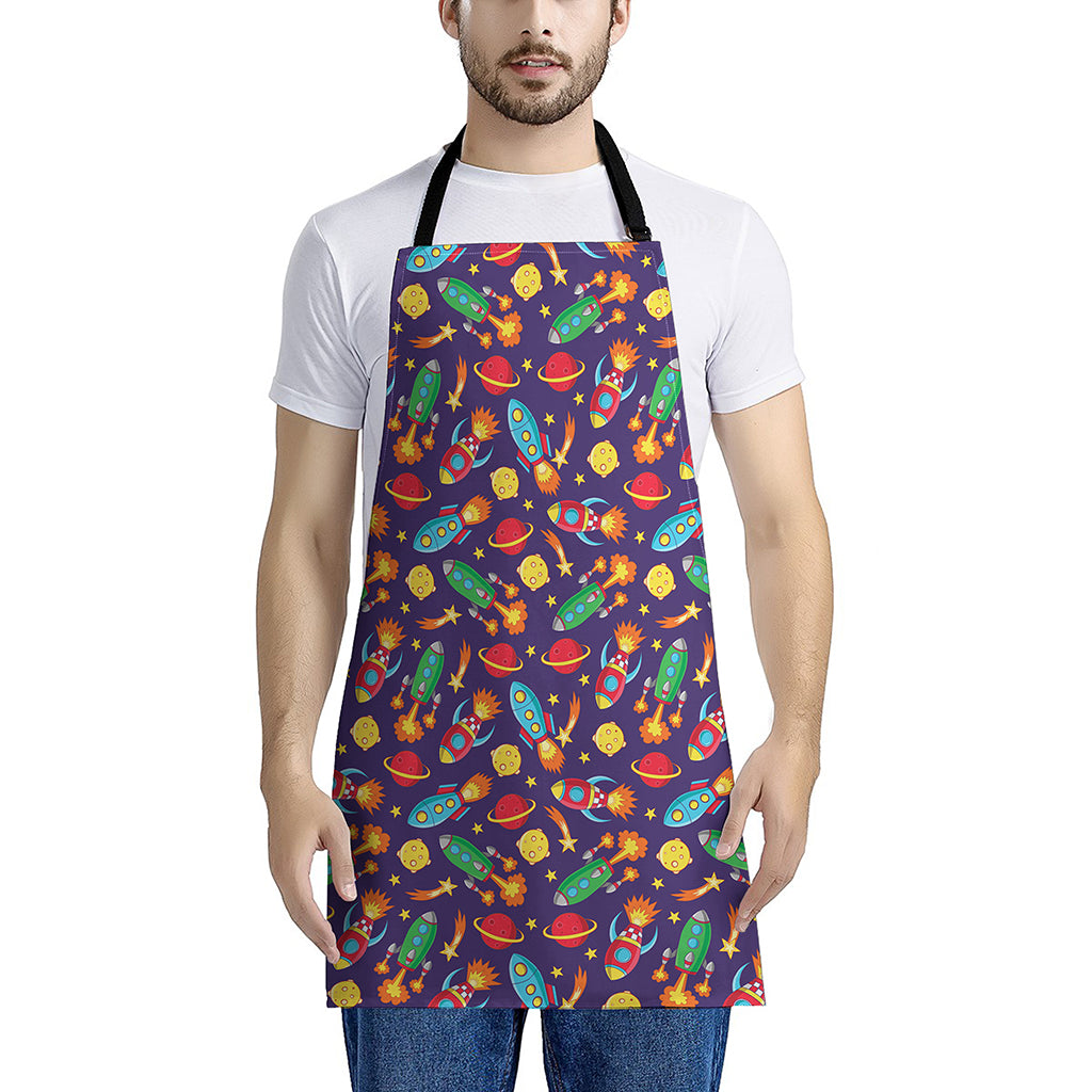 Space Rockets Pattern Print Apron