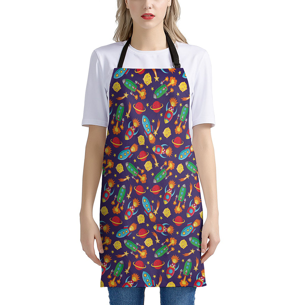 Space Rockets Pattern Print Apron