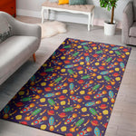 Space Rockets Pattern Print Area Rug