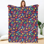 Space Rockets Pattern Print Blanket