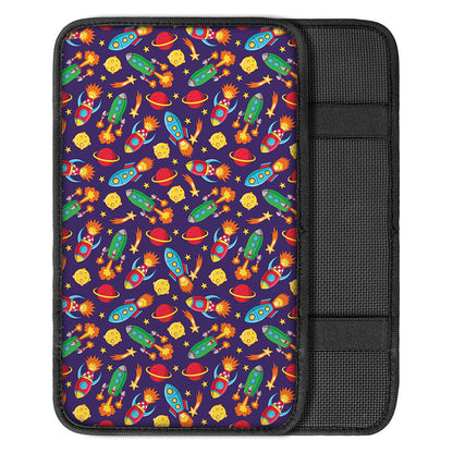 Space Rockets Pattern Print Car Center Console Cover