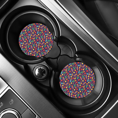 Space Rockets Pattern Print Car Coasters