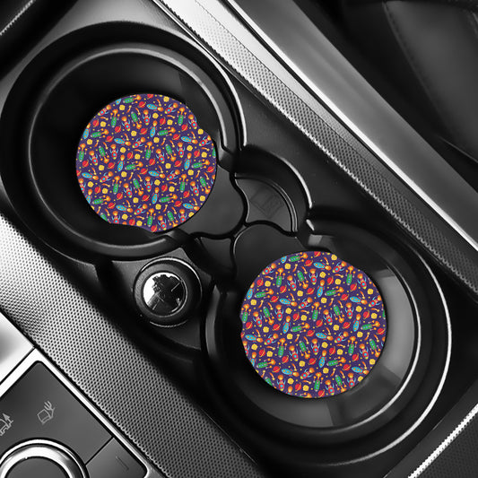 Space Rockets Pattern Print Car Coasters