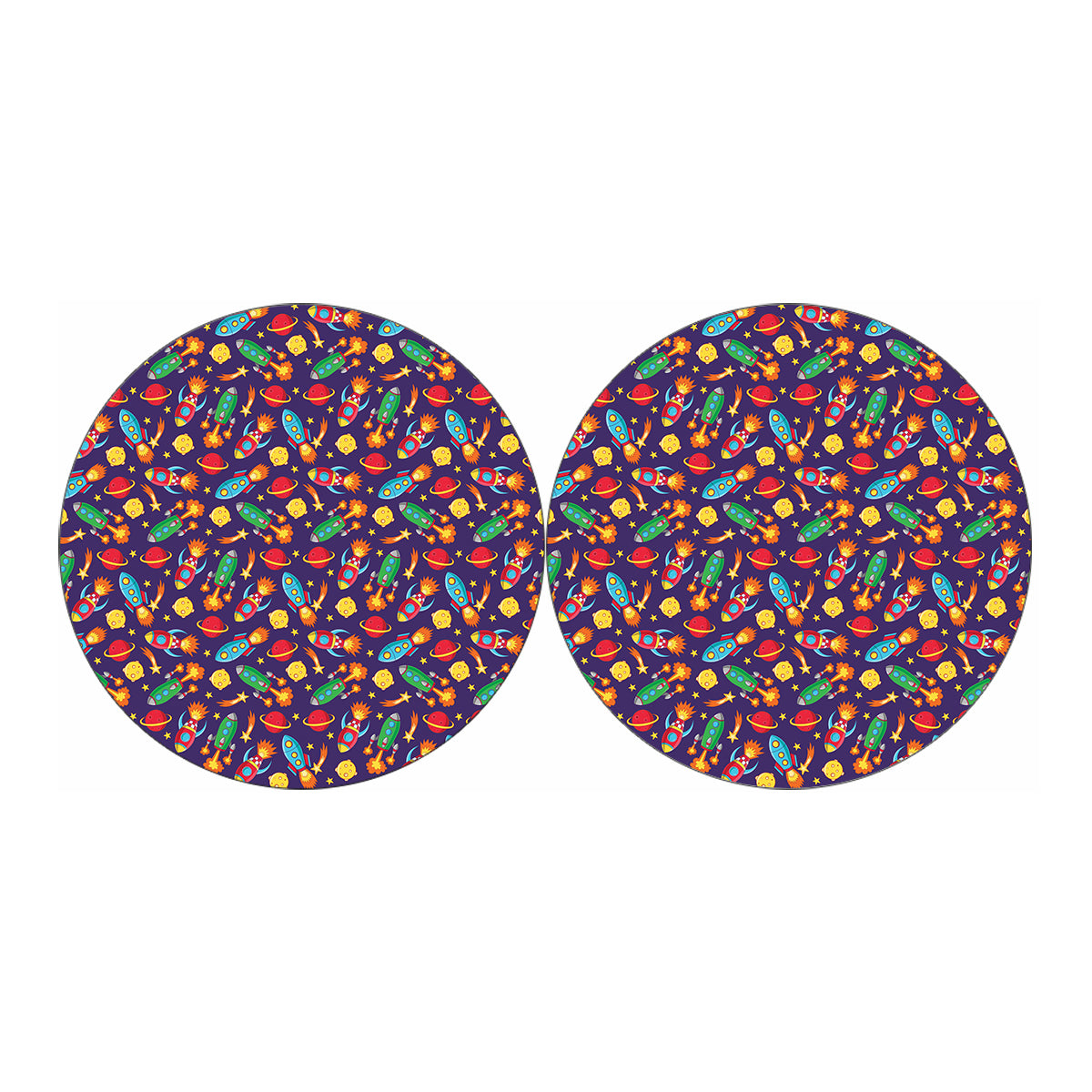 Space Rockets Pattern Print Car Coasters