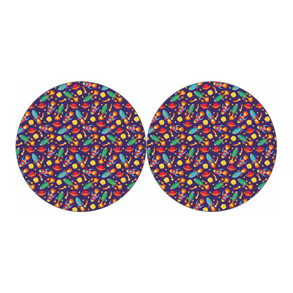 Space Rockets Pattern Print Car Coasters
