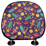 Space Rockets Pattern Print Car Headrest Covers