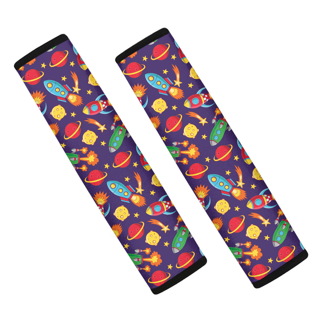 Space Rockets Pattern Print Car Seat Belt Covers