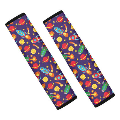 Space Rockets Pattern Print Car Seat Belt Covers