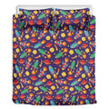 Space Rockets Pattern Print Duvet Cover Bedding Set