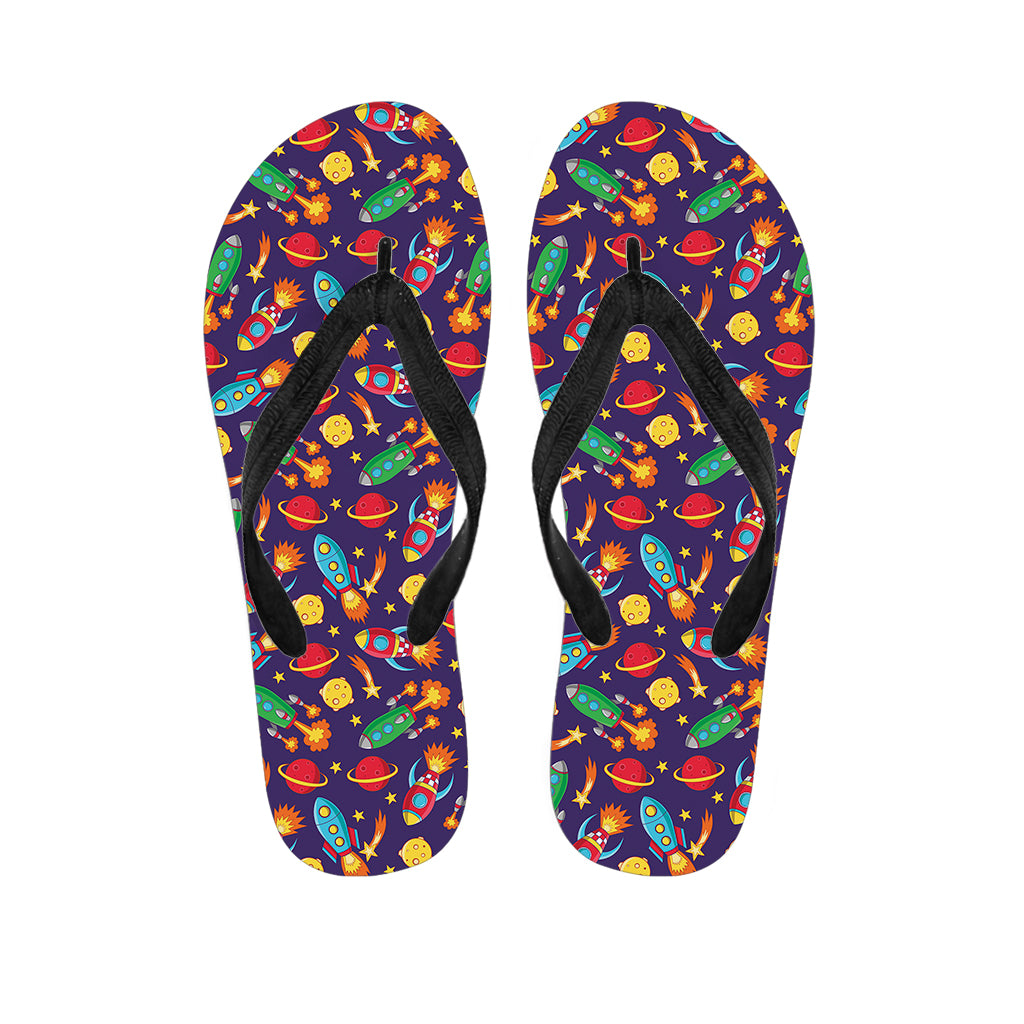 Space Rockets Pattern Print Flip Flops