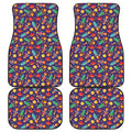 Space Rockets Pattern Print Front and Back Car Floor Mats